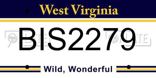 BIS2279 West Virginia License Plate