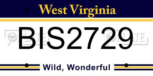 BIS2729 West Virginia License Plate