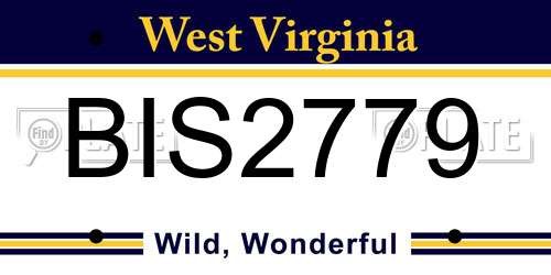 BIS2779 West Virginia License Plate