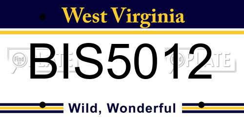 BIS5012 West Virginia License Plate