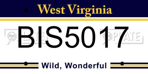 BIS5017 West Virginia License Plate