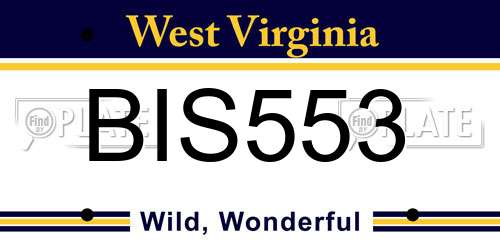 BIS553 West Virginia License Plate