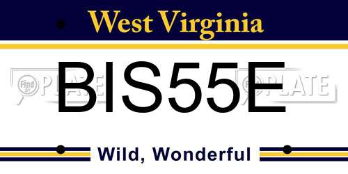 BIS55E West Virginia License Plate