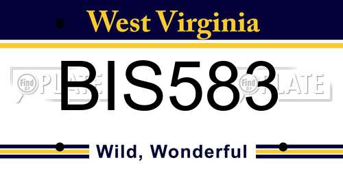 BIS583 West Virginia License Plate