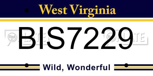 BIS7229 West Virginia License Plate