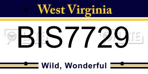 BIS7729 West Virginia License Plate