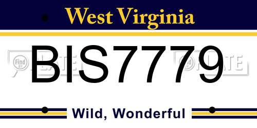 BIS7779 West Virginia License Plate
