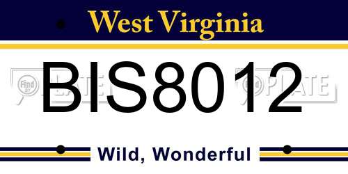 BIS8012 West Virginia License Plate