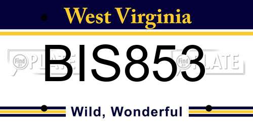 BIS853 West Virginia License Plate