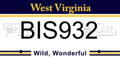 BIS932 West Virginia License Plate