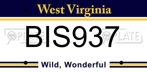 BIS937 West Virginia License Plate
