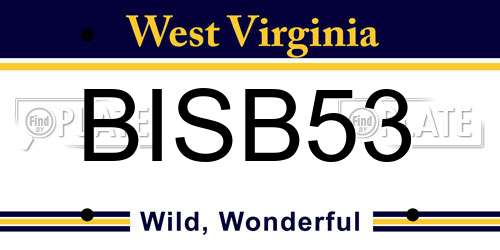 BISB53 West Virginia License Plate