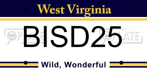 BISD25 West Virginia License Plate