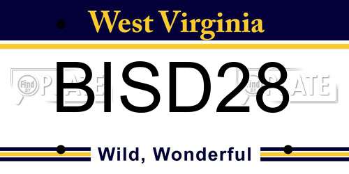 BISD28 West Virginia License Plate