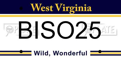 BISO25 West Virginia License Plate