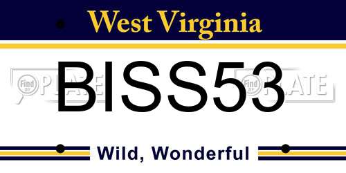 BISS53 West Virginia License Plate