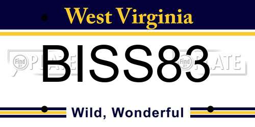 BISS83 West Virginia License Plate