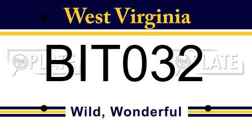 BIT032 West Virginia License Plate