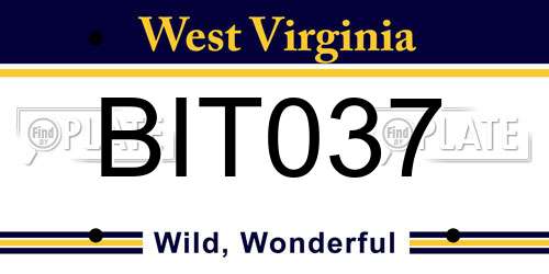BIT037 West Virginia License Plate