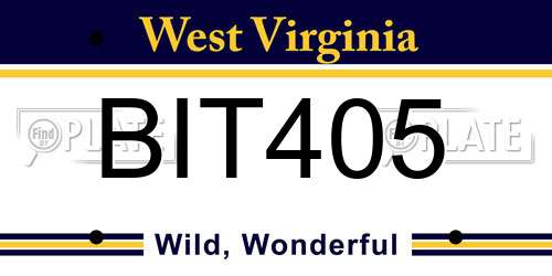 BIT405 West Virginia License Plate