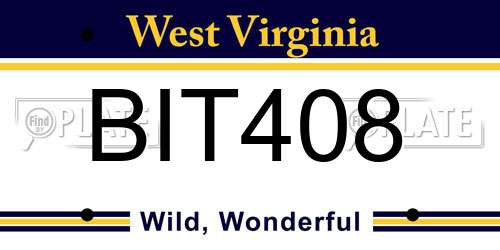 BIT408 West Virginia License Plate