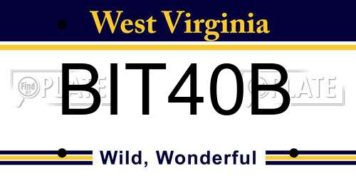 BIT40B West Virginia License Plate