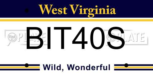 BIT40S West Virginia License Plate