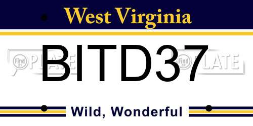 BITD37 West Virginia License Plate