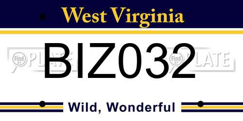 BIZ032 West Virginia License Plate