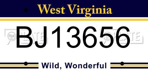 BJ13656 West Virginia License Plate