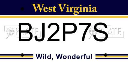 BJ2P7S West Virginia License Plate
