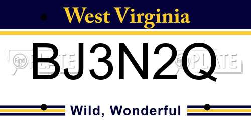BJ3N2Q West Virginia License Plate