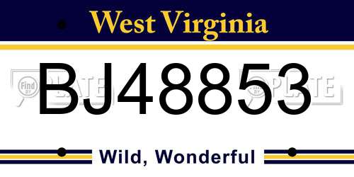 BJ48853 West Virginia License Plate