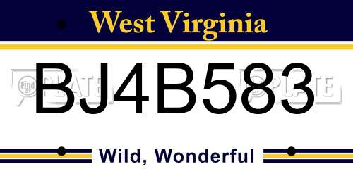 BJ4B583 West Virginia License Plate