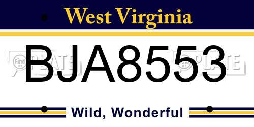 BJA8553 West Virginia License Plate