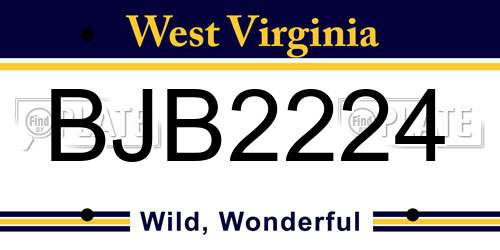 BJB2224 West Virginia License Plate