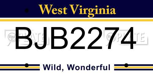 BJB2274 West Virginia License Plate