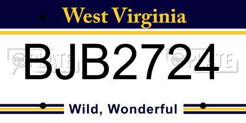 BJB2724 West Virginia License Plate