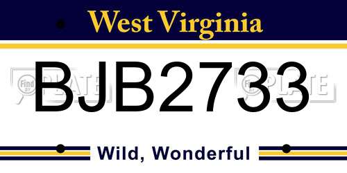 BJB2733 West Virginia License Plate
