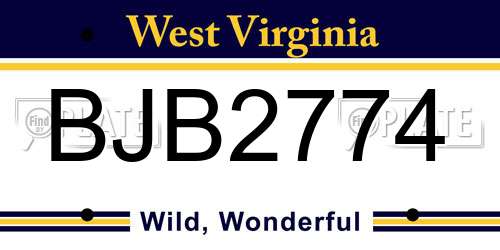 BJB2774 West Virginia License Plate