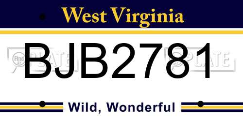 BJB2781 West Virginia License Plate