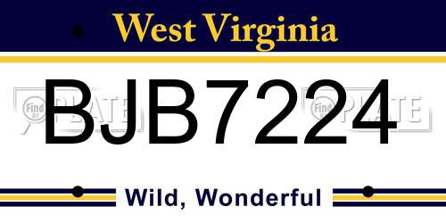 BJB7224 West Virginia License Plate