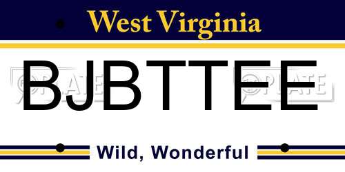 BJBTTEE West Virginia License Plate