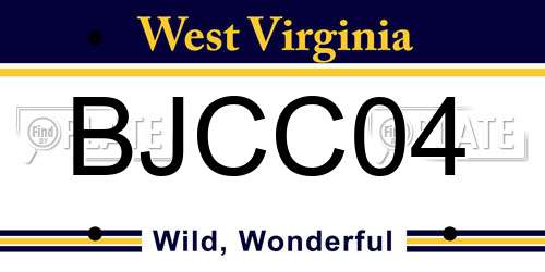 BJCC04 West Virginia License Plate