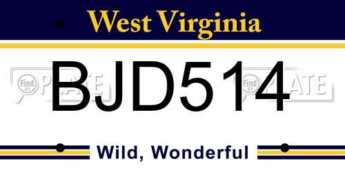 BJD514 West Virginia License Plate