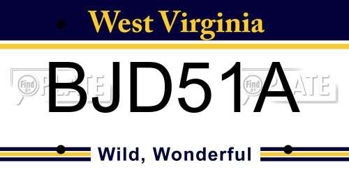 BJD51A West Virginia License Plate