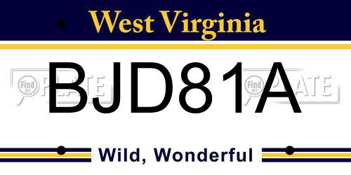 BJD81A West Virginia License Plate