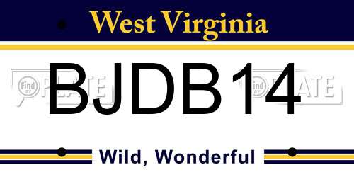 BJDB14 West Virginia License Plate