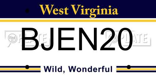 BJEN20 West Virginia License Plate