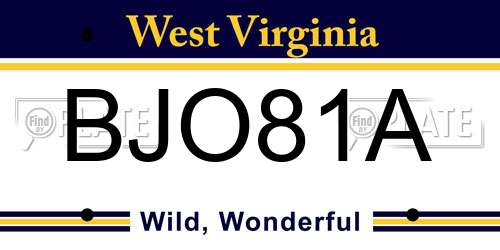BJO81A West Virginia License Plate